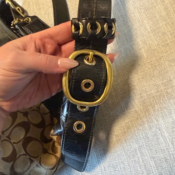 Coach Signature Canvas Crossbody Bag Brown/Tan w/ Leather Trim + Dust Bag - Picture 5 of 13